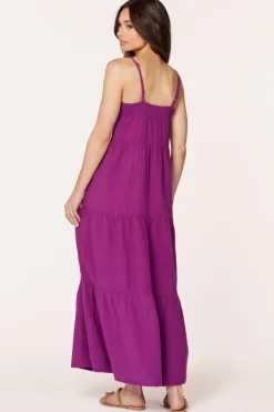 Dresses*bobi Los Angeles TIERED CAMI MAXI DRESS ACAI