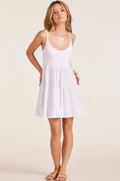 Dresses*bobi Los Angeles TIERED MINI TANK DRESS WHITE
