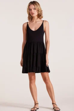Dresses*bobi Los Angeles TIERED MINI TANK DRESS BLACK