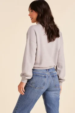 Tops*bobi Los Angeles TURTLENECK BUBBLE HEM SWEATSHIRT PEBBLE