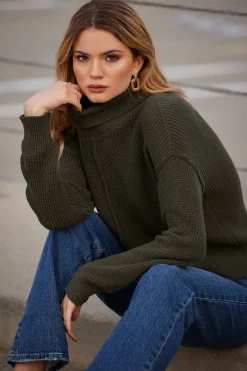 Sweaters*bobi Los Angeles TURTLENECK SWEATER ARMY