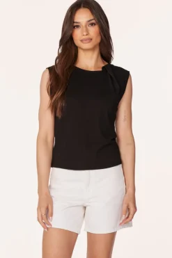 Tops*bobi Los Angeles TWIST DETAIL TEE BLACK