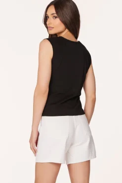 Tops*bobi Los Angeles TWIST DETAIL TEE BLACK