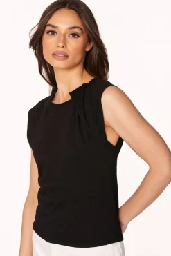Tops*bobi Los Angeles TWIST DETAIL TEE BLACK