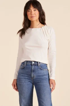 Tops*bobi Los Angeles TWIST NECK TEE PARCHMENT
