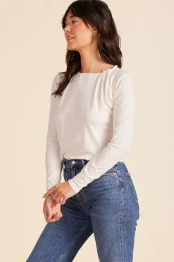 Tops*bobi Los Angeles TWIST NECK TEE PARCHMENT