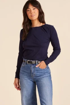 Tops*bobi Los Angeles TWIST NECK TEE DK NAVY