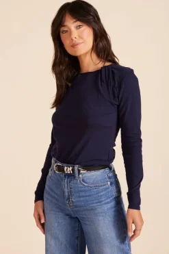 Tops*bobi Los Angeles TWIST NECK TEE DK NAVY