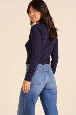 Tops*bobi Los Angeles TWIST NECK TEE DK NAVY
