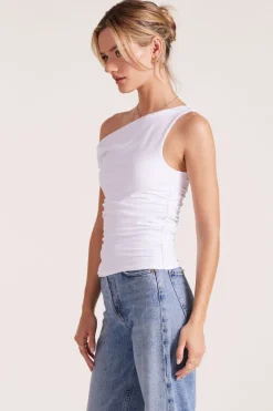 Tops*bobi Los Angeles TWIST OFF THE SHOULDER TOP WHITE