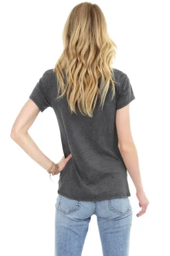 Tops*bobi Los Angeles Vintage Jersey Short Sleeve Tuck Tee Black