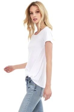 Tops*bobi Los Angeles Vintage Jersey Short Sleeve Tuck Tee Black
