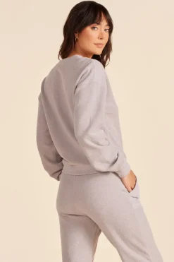 Sweaters|Tops*bobi Los Angeles V-NECK BALLOON SLEEVE SWEATSHIRT PEBBLE