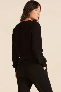 Sweaters|Tops*bobi Los Angeles V-NECK BALLOON SLEEVE SWEATSHIRT BLACK