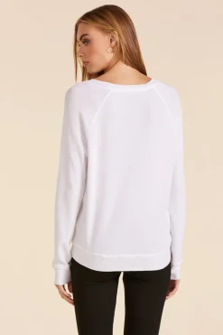 Tops*bobi Los Angeles V-NECK BOYFRIEND LONG SLEEVE TOP WHITE