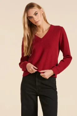 Tops*bobi Los Angeles V-NECK CROPPED BOXY TOP DESIRE