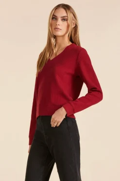 Tops*bobi Los Angeles V-NECK CROPPED BOXY TOP DESIRE