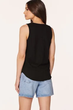 Tanks*bobi Los Angeles V-NECK FRONT SEAMED TANK BLACK
