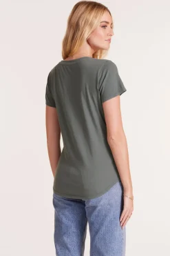 Tops*bobi Los Angeles V-NECK JERSEY TEE DK SAGE