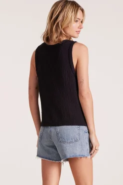 Tanks*bobi Los Angeles V-NECK RAW EDGE TANK BLACK