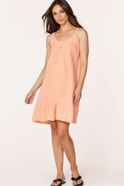 Dresses*bobi Los Angeles V-NECK RUFFLE DRESS CORAL SANDS