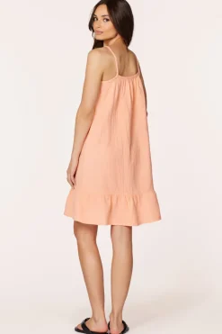 Dresses*bobi Los Angeles V-NECK RUFFLE DRESS CORAL SANDS