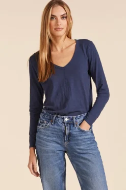 Tops*bobi Los Angeles V-NECK SEAM DETAIL TEE SEASIDE