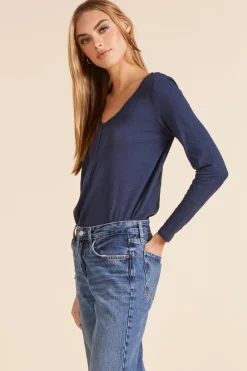 Tops*bobi Los Angeles V-NECK SEAM DETAIL TEE SEASIDE