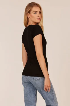 Tops*bobi Los Angeles V-Neck Short Sleeve Tee White