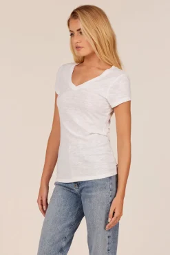 Tops*bobi Los Angeles V-Neck Short Sleeve Tee White