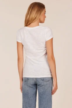 Tops*bobi Los Angeles V-Neck Short Sleeve Tee White