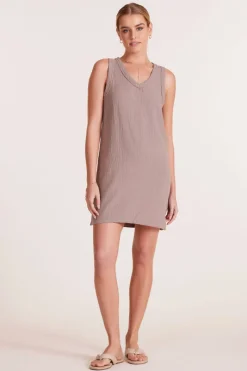 Dresses*bobi Los Angeles V-NECK SHORT TANK DRESS MUSHROOM