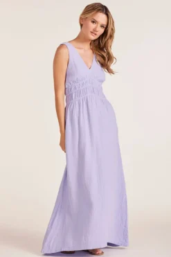 Dresses*bobi Los Angeles VNECK SMOCKED TANK DRESS LIGHT LILAC