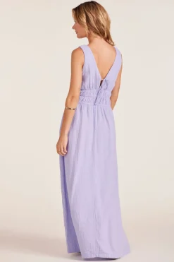 Dresses*bobi Los Angeles VNECK SMOCKED TANK DRESS LIGHT LILAC