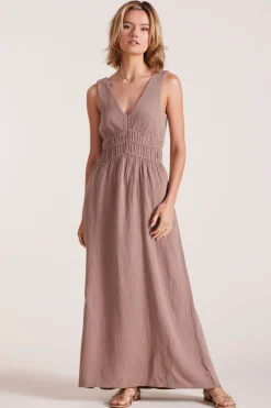 Dresses*bobi Los Angeles VNECK SMOCKED TANK DRESS EARTHY