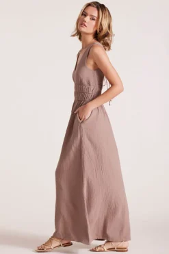 Dresses*bobi Los Angeles VNECK SMOCKED TANK DRESS EARTHY