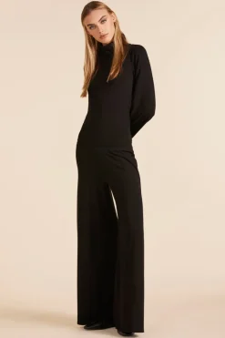 Bottoms*bobi Los Angeles WIDE LEG DRAPED MODAL JERSEY PANT BLACK