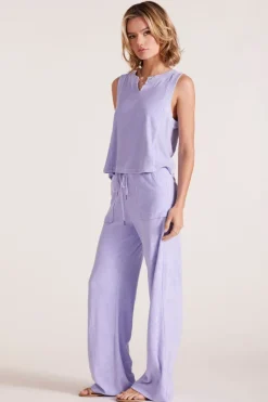 Bottoms*bobi Los Angeles WIDE LEG DRAWCORD PANT LIGHT LILAC