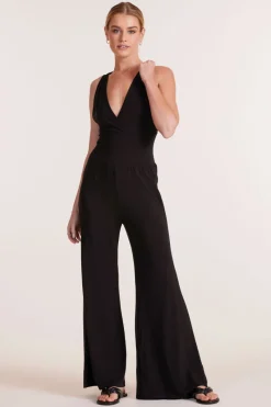 Jumpsuits*bobi Los Angeles WIDE LEG JUMPSUIT BLACK