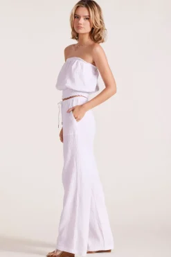Bottoms*bobi Los Angeles WIDE LEG SMALL WAISTBAND PANT WHITE