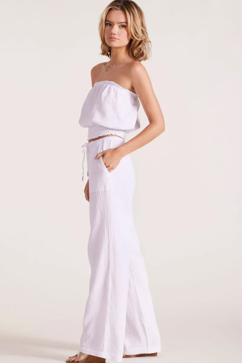 Bottoms*bobi Los Angeles WIDE LEG SMALL WAISTBAND PANT WHITE