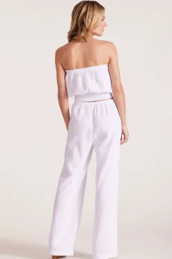 Bottoms*bobi Los Angeles WIDE LEG SMALL WAISTBAND PANT WHITE