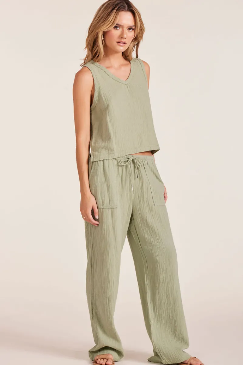 Bottoms*bobi Los Angeles WIDE LEG SMALL WAISTBAND PANT JUNIPER