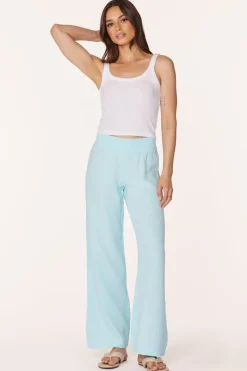 Bottoms*bobi Los Angeles WIDE LEG SMOCKED WAIST PANT BLU BEACH