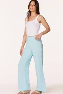 Bottoms*bobi Los Angeles WIDE LEG SMOCKED WAIST PANT BLU BEACH