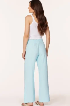 Bottoms*bobi Los Angeles WIDE LEG SMOCKED WAIST PANT BLU BEACH