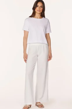 Bottoms*bobi Los Angeles WIDE LEG SMOCKED WAIST PANT CREAM