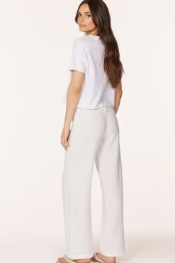 Bottoms*bobi Los Angeles WIDE LEG SMOCKED WAIST PANT CREAM