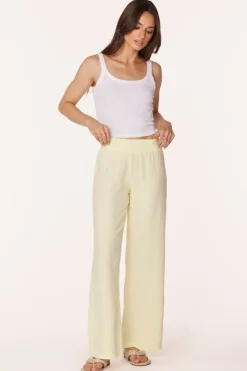 Bottoms*bobi Los Angeles WIDE LEG SMOCKED WAIST PANT SUNLIGHT