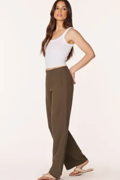 Bottoms*bobi Los Angeles WIDE LEG SMOCKED WAIST PANT TROOPS